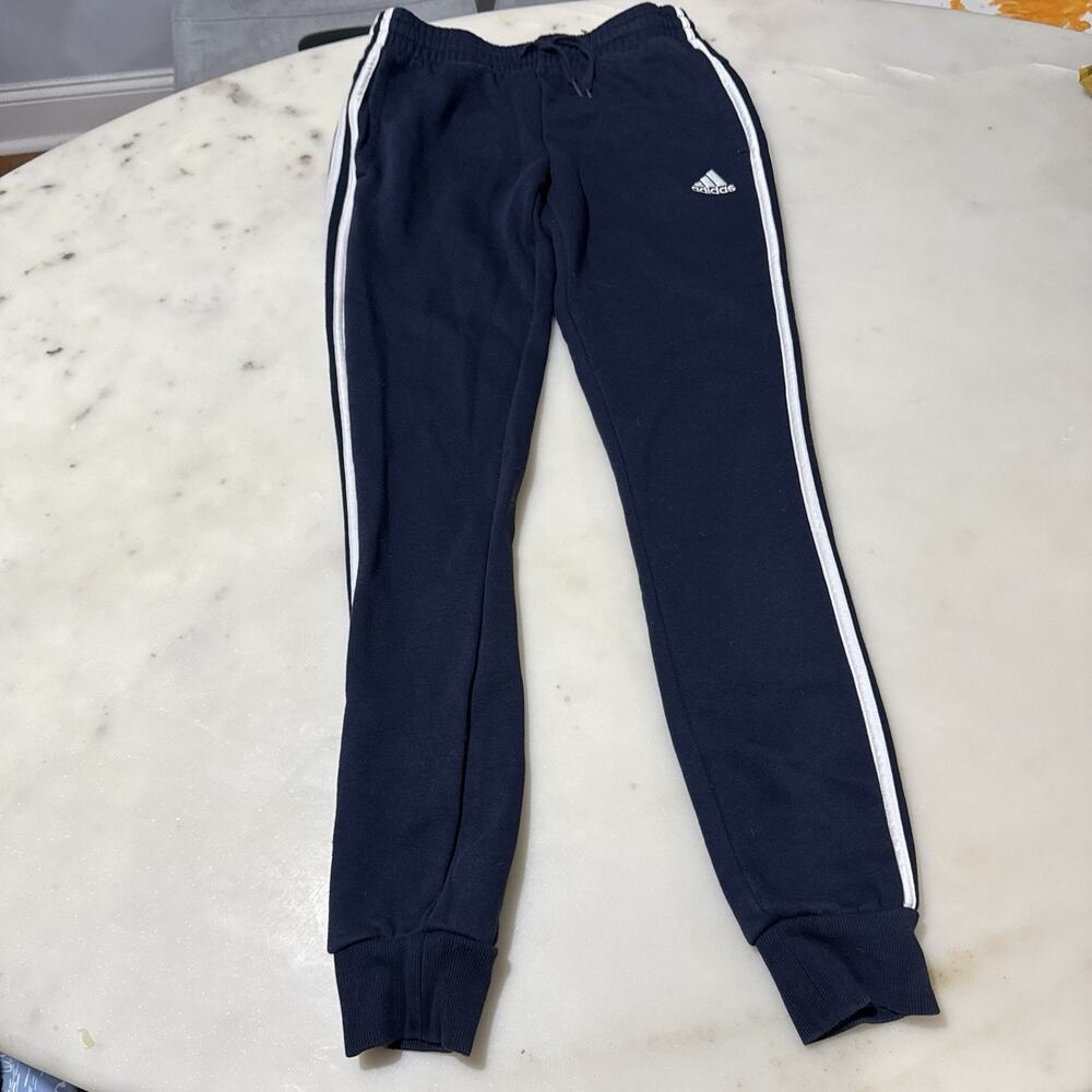 adidas Women's XS Essentials 3-Stripes Tricot Joggers Track Pants Navy Fleeced